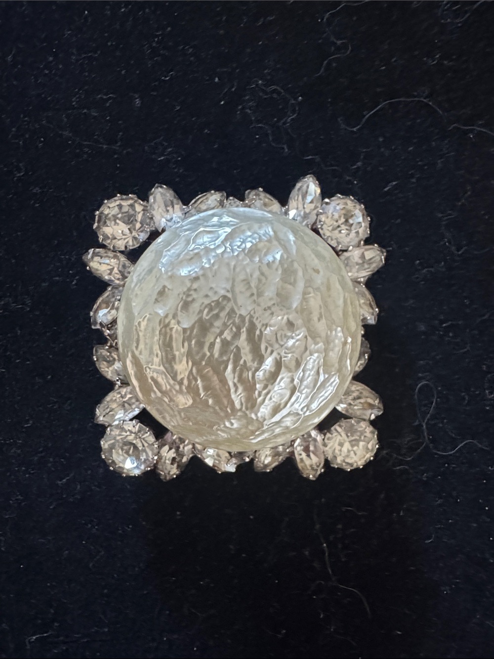 Vintage Carol Brent Accent White Cabochon Brooch. MONTGOMERY WARD TAG